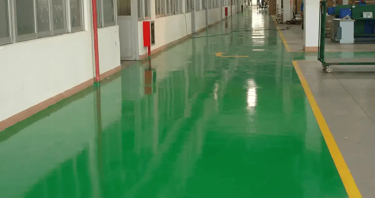 A factory floor professionally covered and marked with epoxy flooring in Pasadena, CA