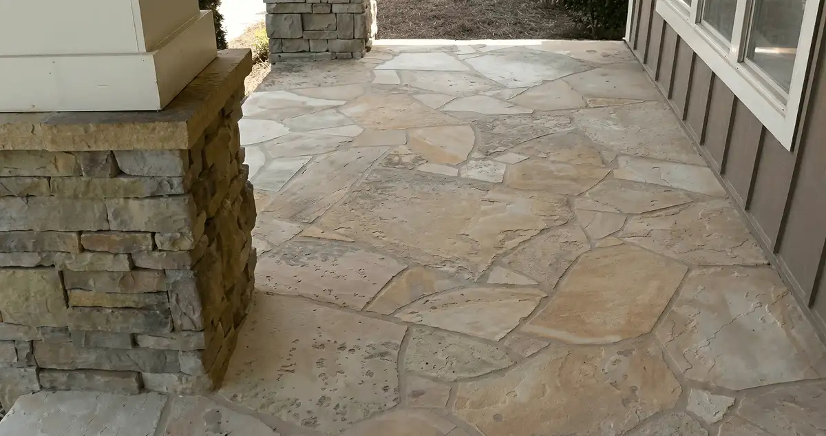 House entrance with professionally installed stone flooring in Pasadena CA