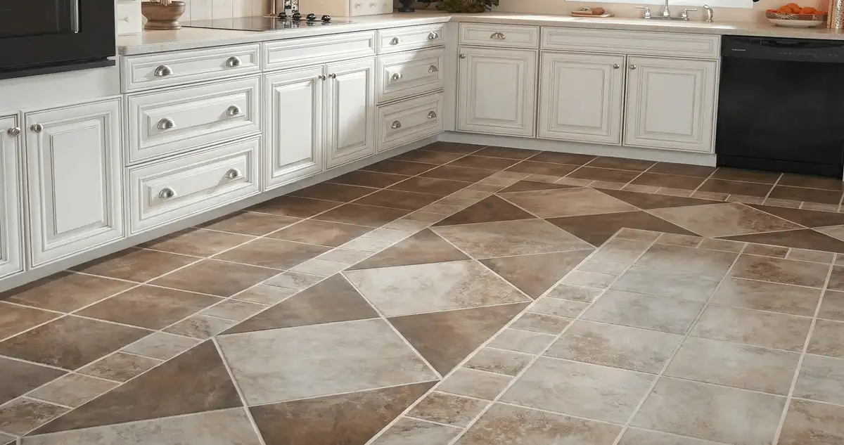 Kitchen with white cabinets and a professionally installed tile floor in Pasadena, CA